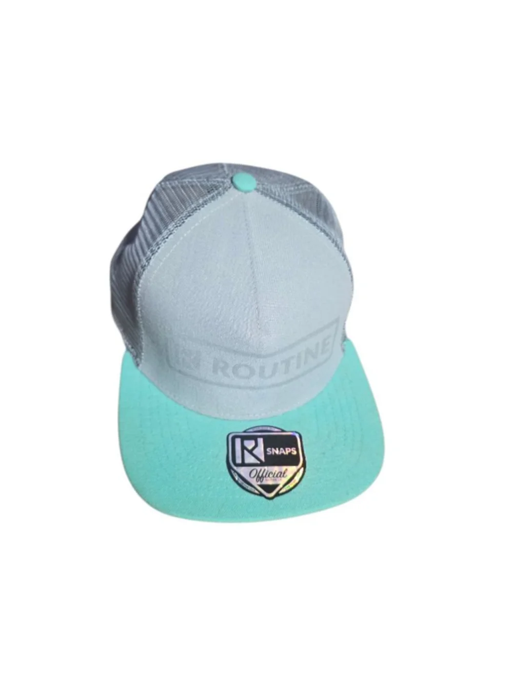 Men's Routine Gray Teal Mesh Snapback Hat One Size
